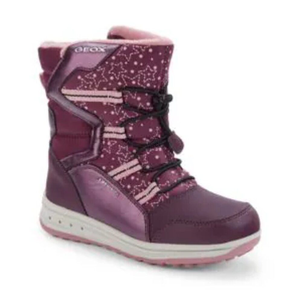 Geox‎ Girl's Purple J Roby Lace Up Thermal Outdoor Winter Snow Boots Size 1